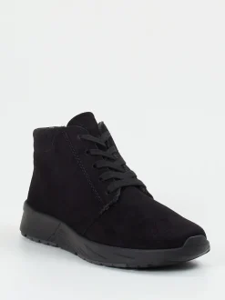 Semler – Schnürstiefelette aus Veloursleder Schwarz