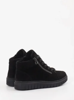 Semler – Schnürstiefelette aus Veloursleder Schwarz