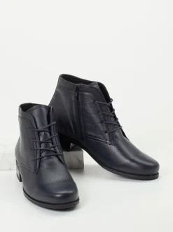 Semler – Schnürstiefeletten aus Kalbleder Dunkelblau