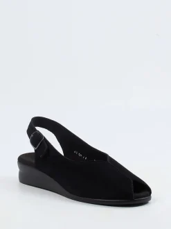 Semler – Slingback-Sandale aus Veloursleder schwarz