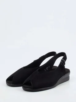 Semler – Slingback-Sandale aus Veloursleder schwarz