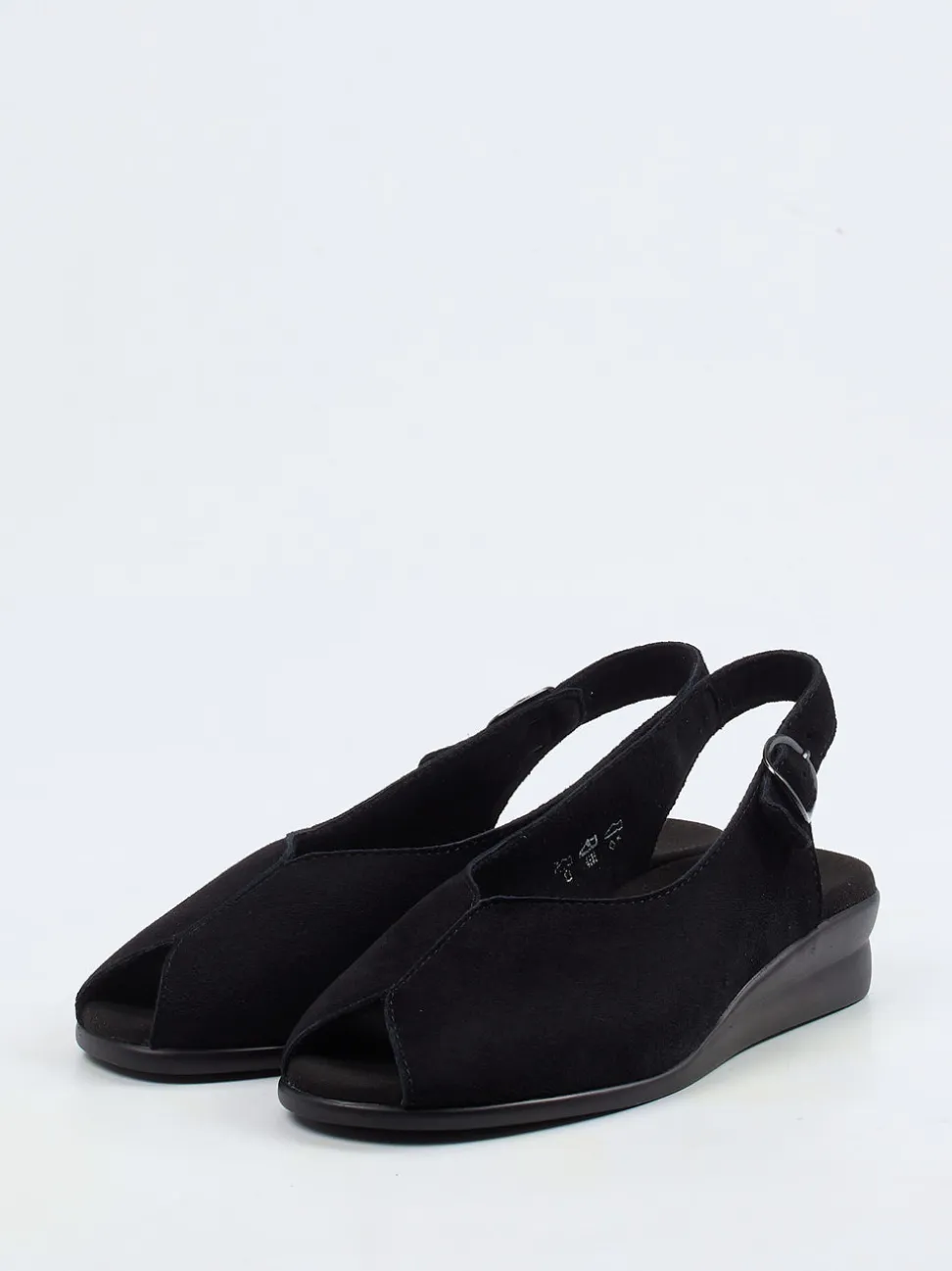 Semler – Slingback-Sandale aus Veloursleder schwarz