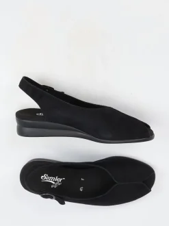 Semler – Slingback-Sandale aus Veloursleder schwarz