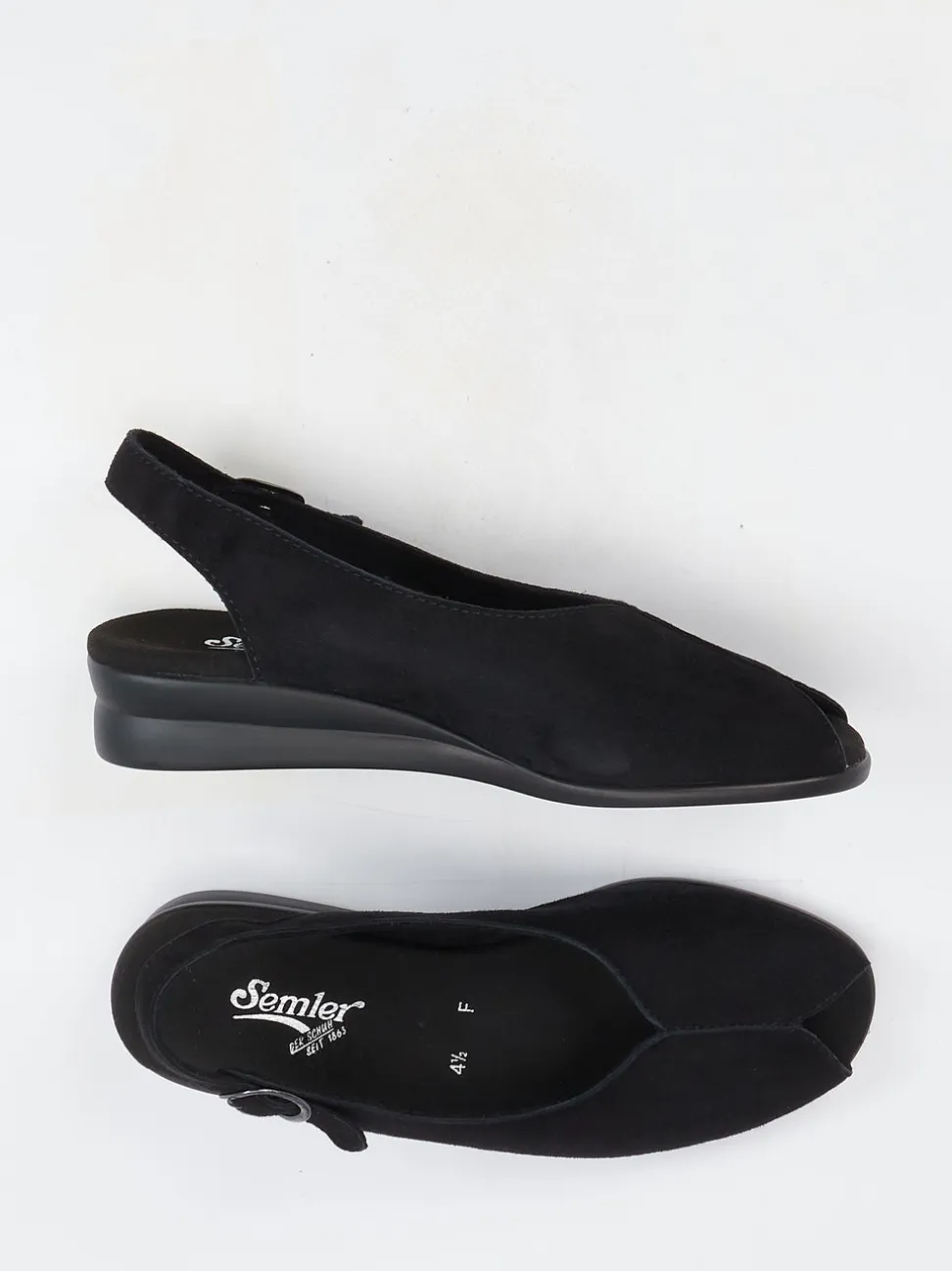 Semler – Slingback-Sandale aus Veloursleder schwarz