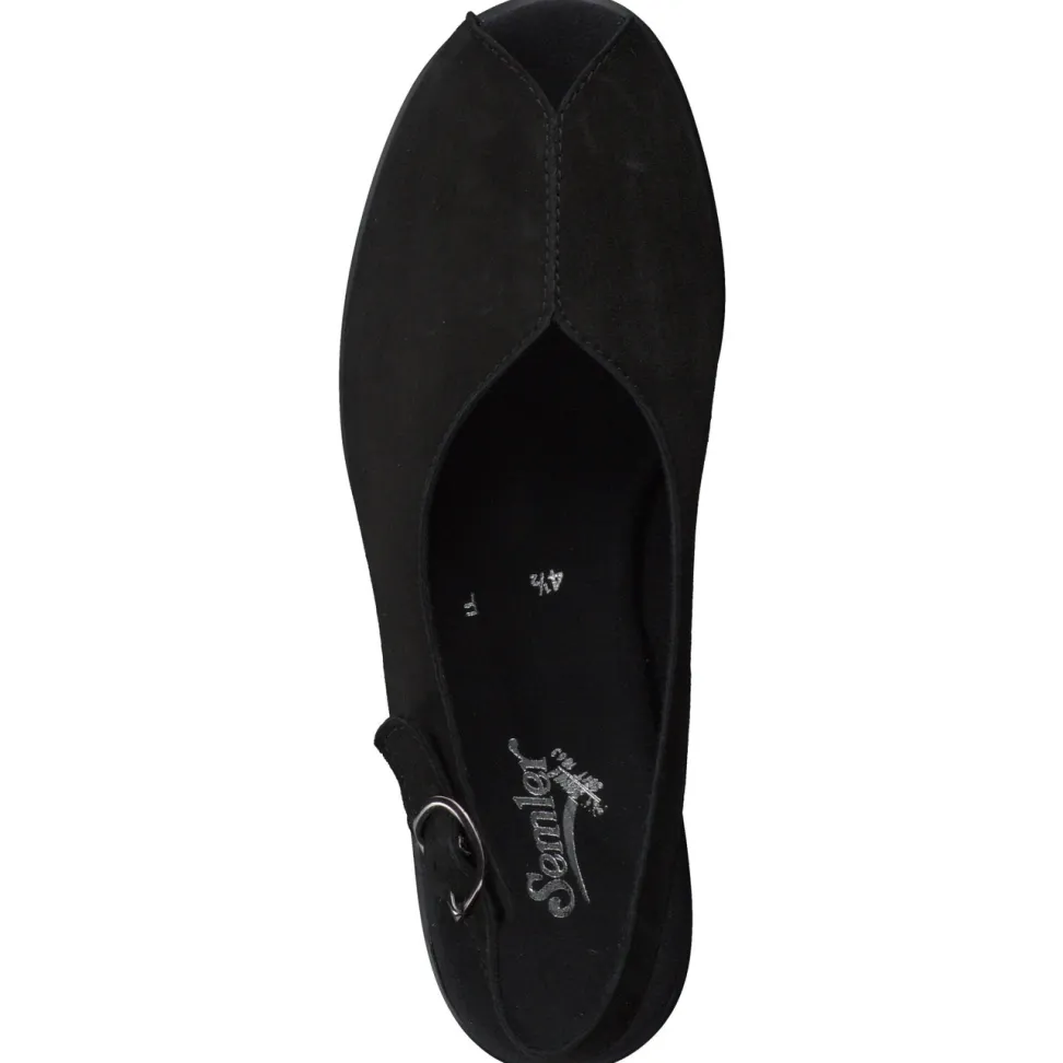 Semler – Slingback-Sandale aus Veloursleder schwarz