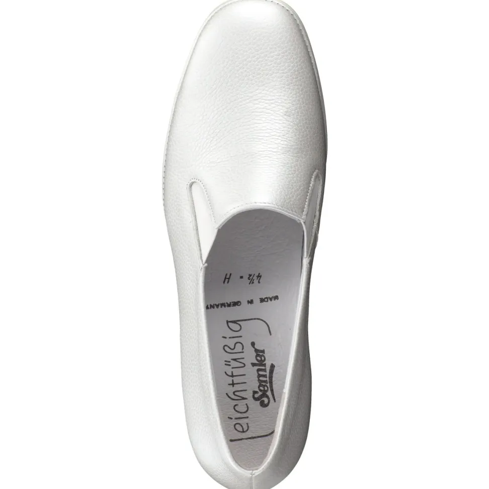 Semler – Slipper aus Metallicleder in Weiß