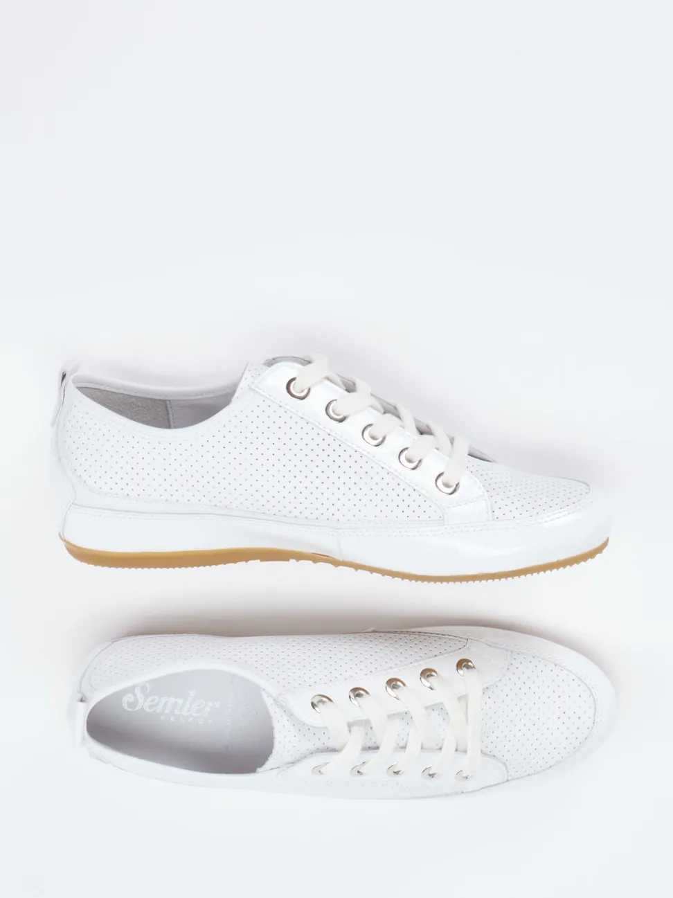 Semler – Sneaker aus Kalbleder und Lackleder Weiß