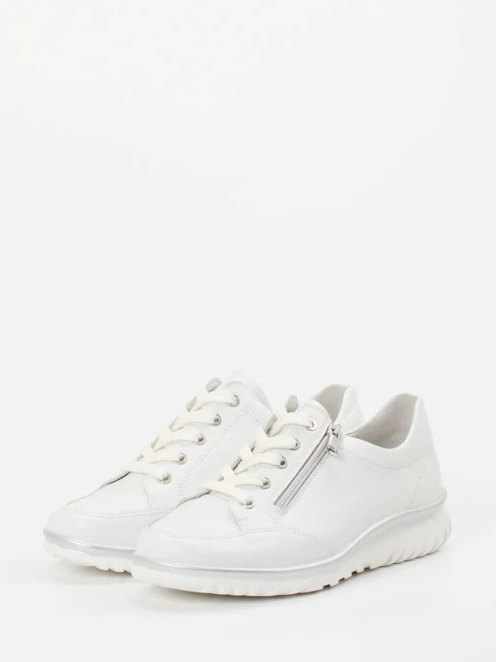 Semler – Sneaker aus Kalbleder weiß genarbt