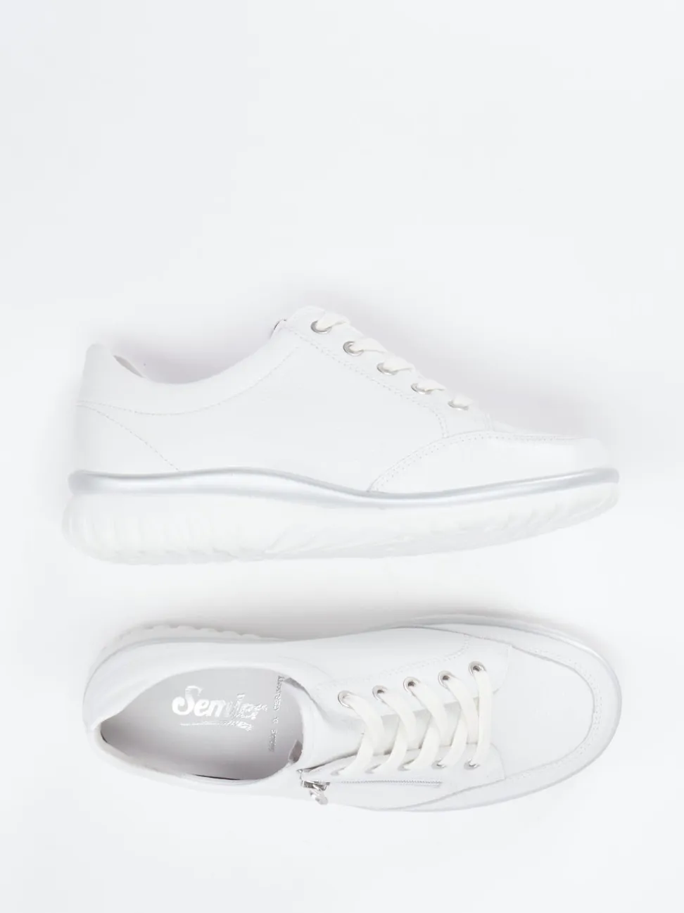 Semler – Sneaker aus Kalbleder weiß genarbt