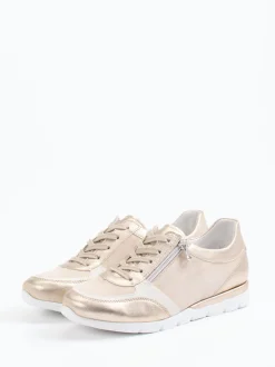 Semler – Sneaker aus Metallicleder Champagner