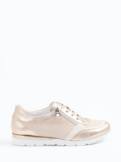 Semler – Sneaker aus Metallicleder Champagner