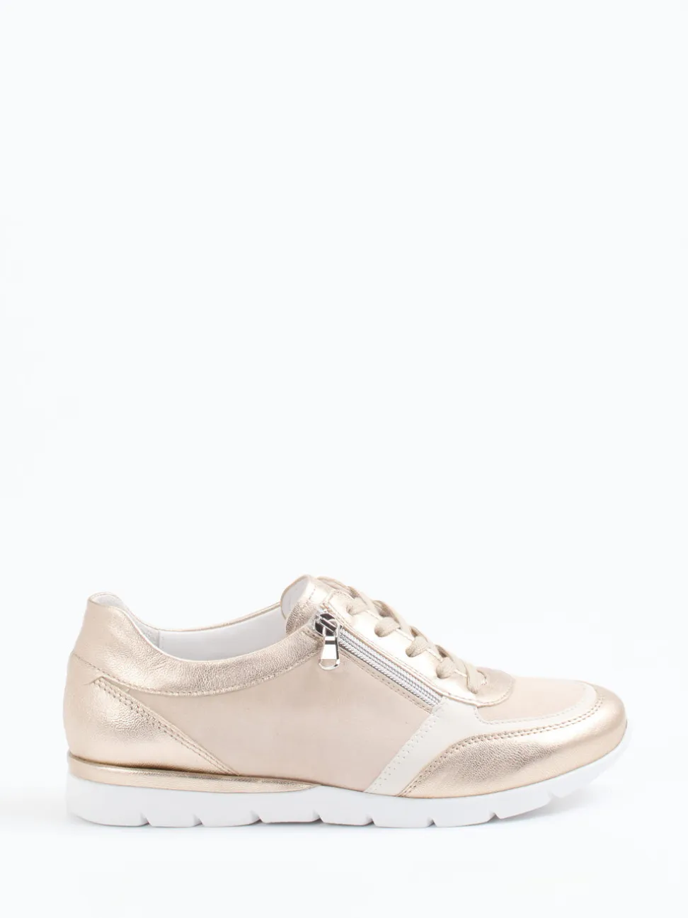 Semler – Sneaker aus Metallicleder Champagner