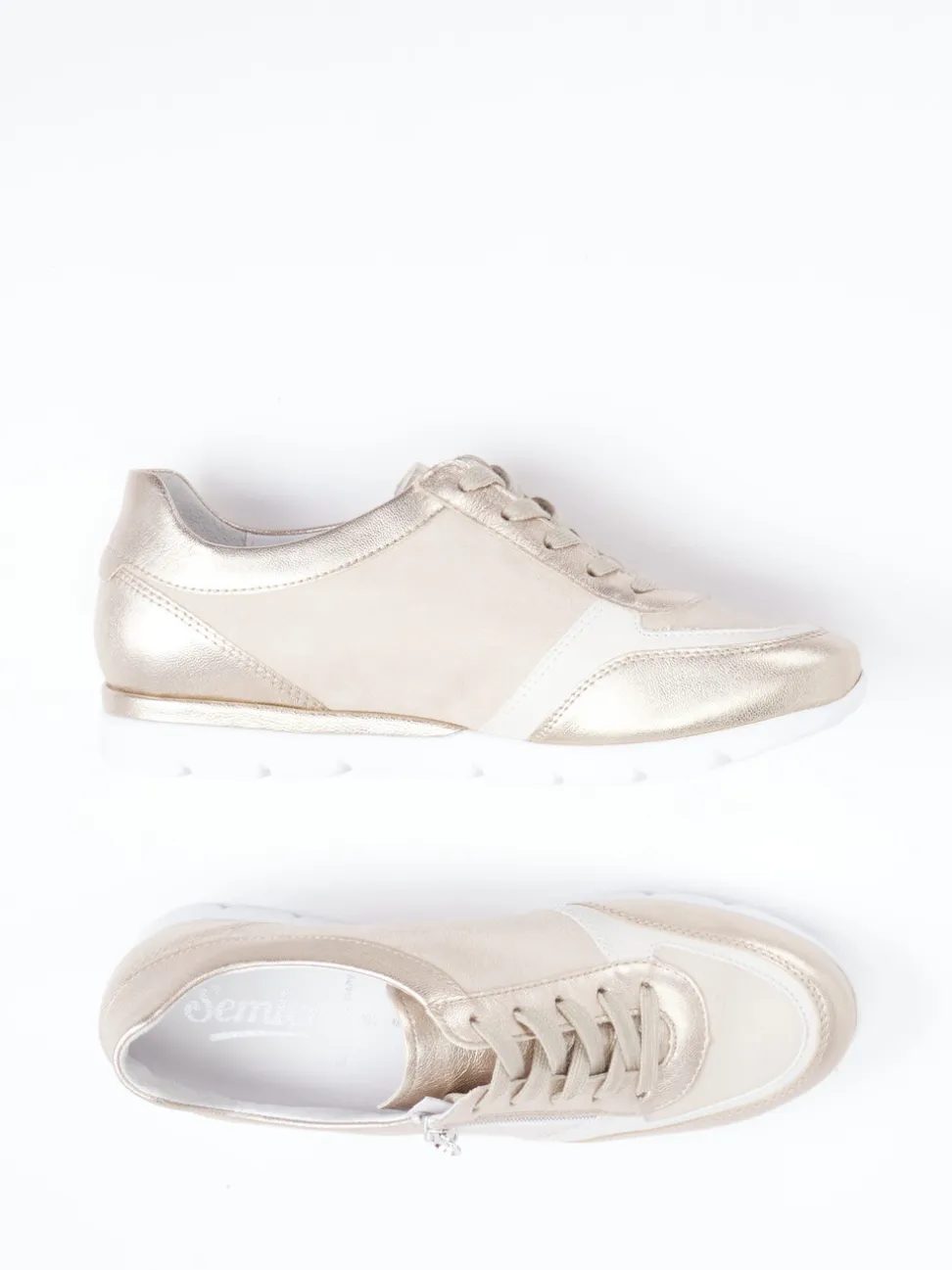 Semler – Sneaker aus Metallicleder Champagner
