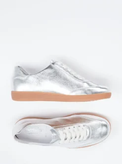 Semler – Sneaker aus Metallicleder silberfarben