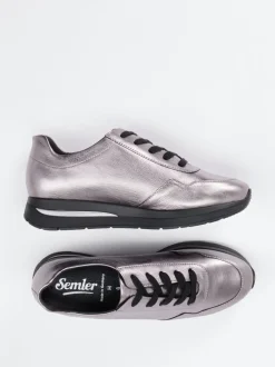 Semler – Sneaker aus Metallicleder silberfarben