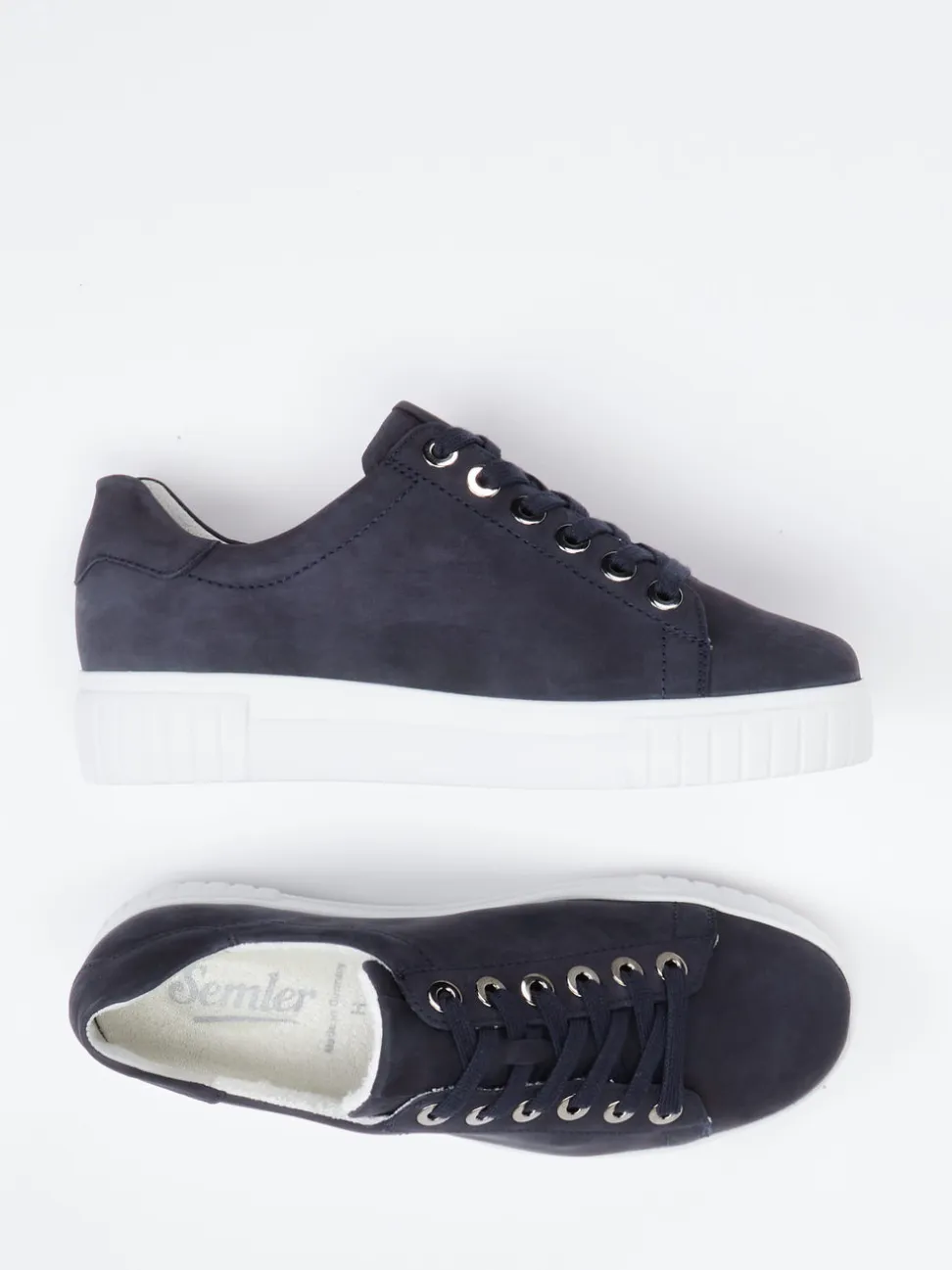 Semler – Sneaker aus Nubukleder Dunkelblau