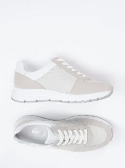 Semler – Sneaker aus Veloursleder und Mesh beige