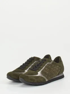 Semler – Sneaker aus Veloursleder in Olivgrün