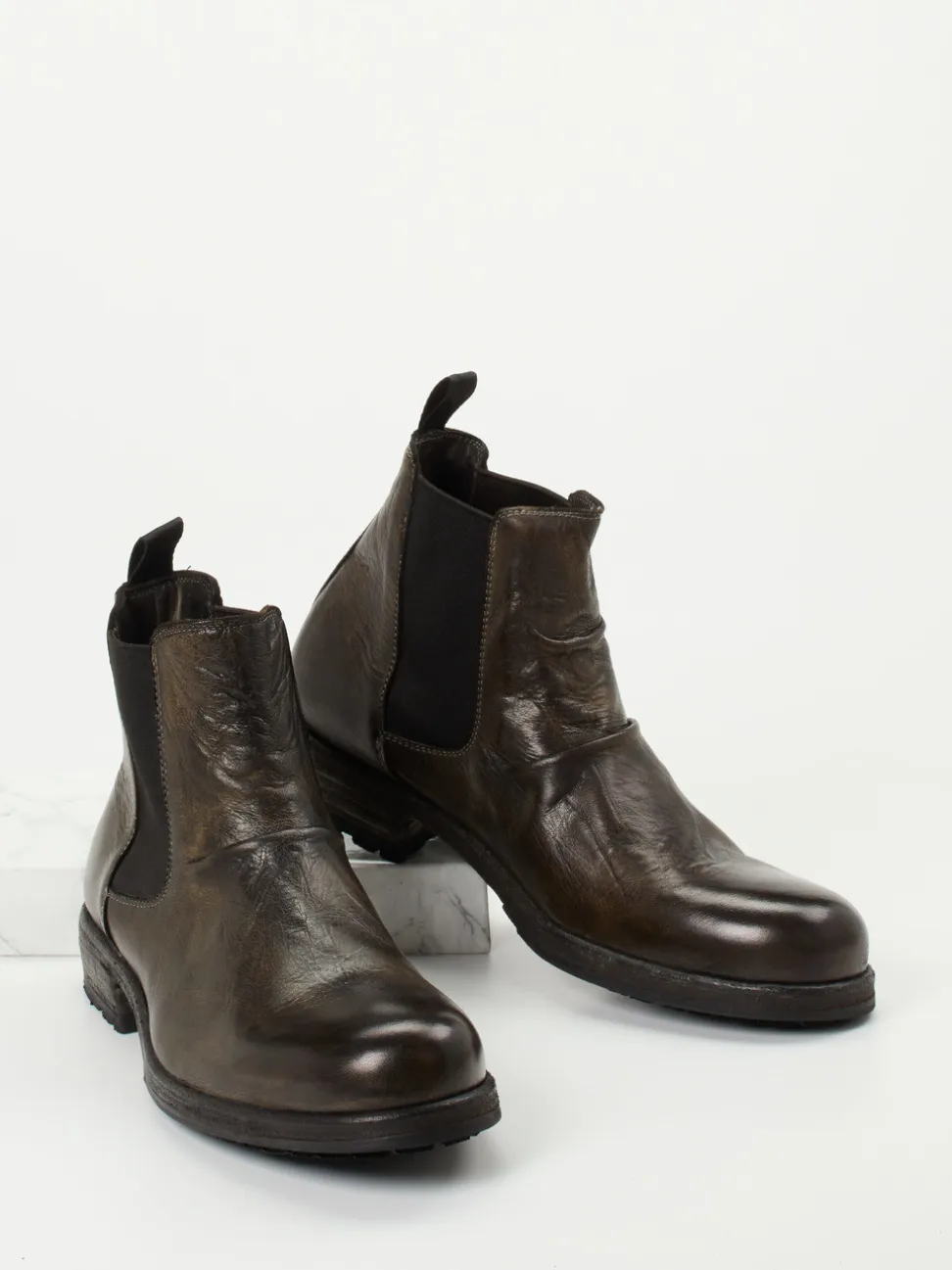 Shoto – Chelsea Boots aus Hirschleder dunkelgrün