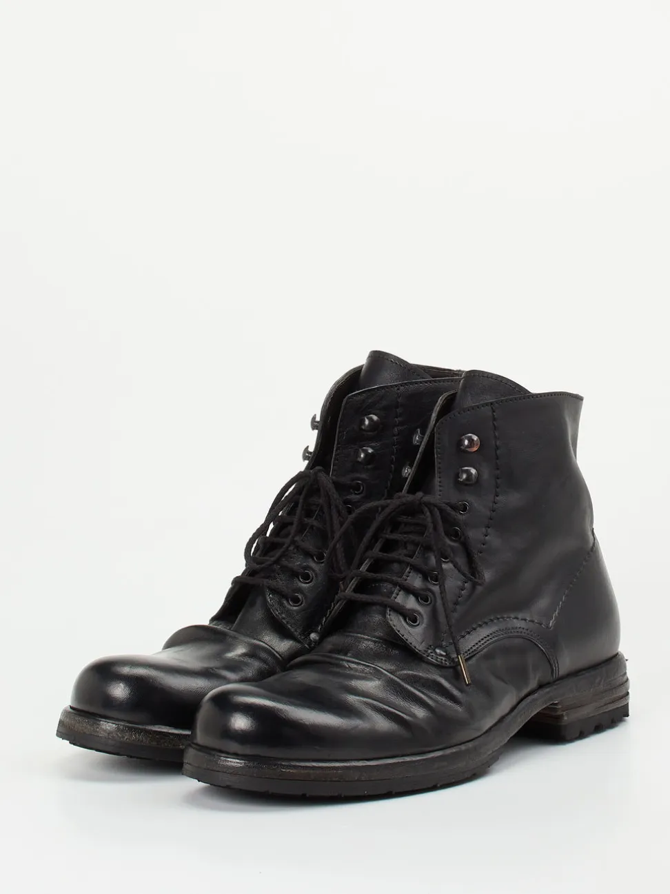 Shoto – Derby-Boots aus Cordovanleder Schwarz
