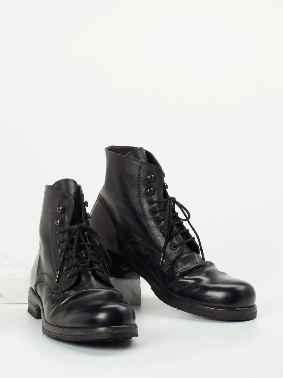 Shoto – Derby-Boots aus Cordovanleder Schwarz