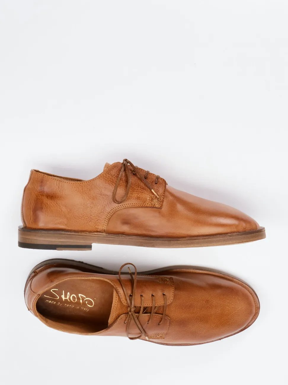 Shoto – Derbyschuhe aus Büffelleder cognacbraun