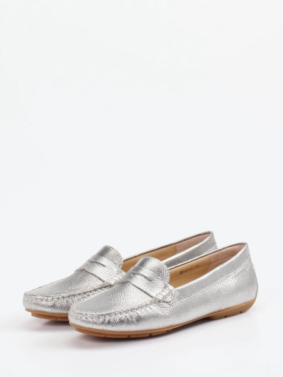Si – Penny Loafer aus Metallic-Kalbleder silber