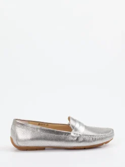 Si – Penny Loafer aus Metallic-Kalbleder silber