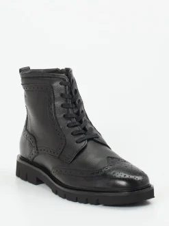 Sioux – Brogue-Boots aus Kalbleder schwarz