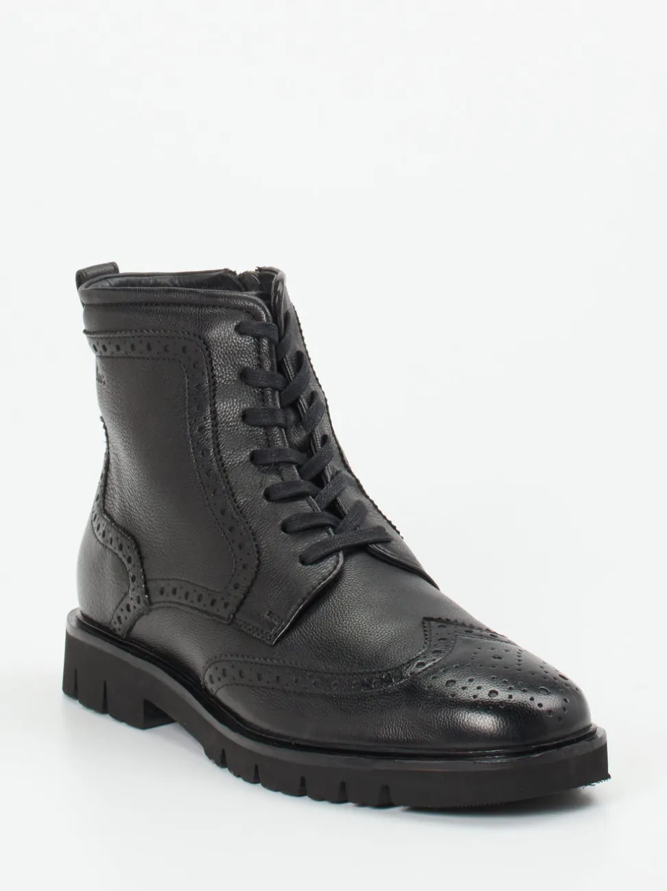 Sioux – Brogue-Boots aus Kalbleder schwarz