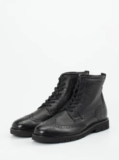 Sioux – Brogue-Boots aus Kalbleder schwarz