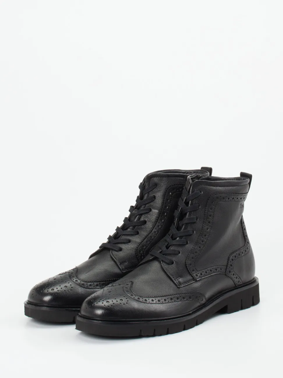 Sioux – Brogue-Boots aus Kalbleder schwarz