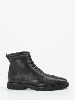 Sioux – Brogue-Boots aus Kalbleder schwarz