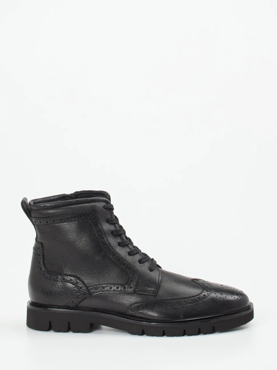 Sioux – Brogue-Boots aus Kalbleder schwarz