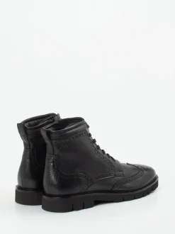 Sioux – Brogue-Boots aus Kalbleder schwarz