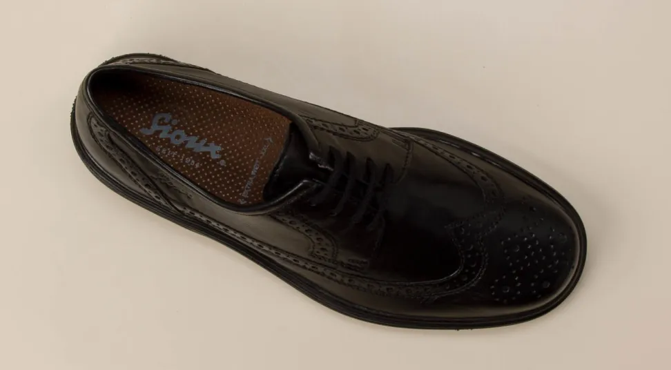 Sioux – Brogue-Halbschuh aus Lammleder Schwarz