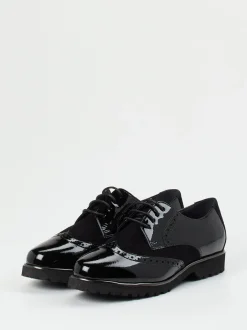 Sioux – Brogues aus Lackleder und Veloursleder schwarz
