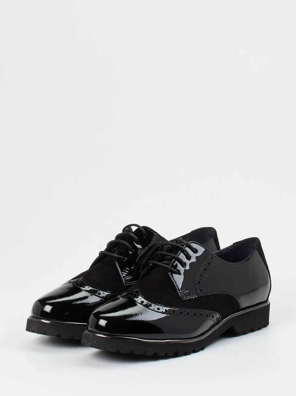 Sioux – Brogues aus Lackleder und Veloursleder schwarz