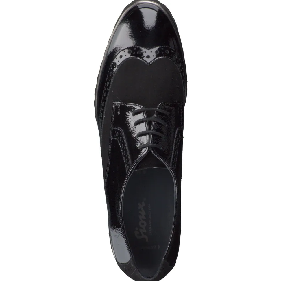 Sioux – Brogues aus Lackleder und Veloursleder schwarz