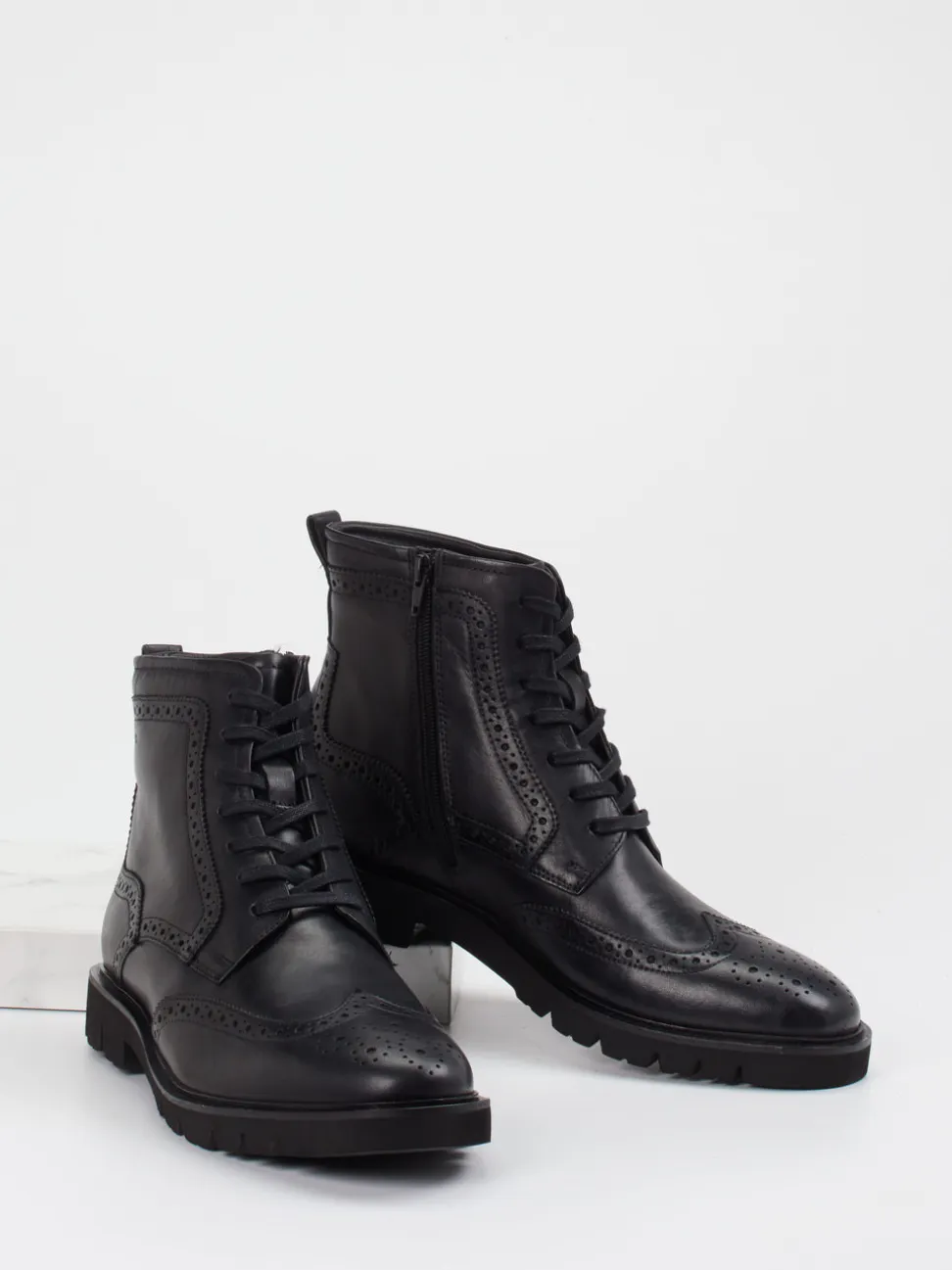 Sioux – Brogue-Stiefelette aus Kalbleder schwarz