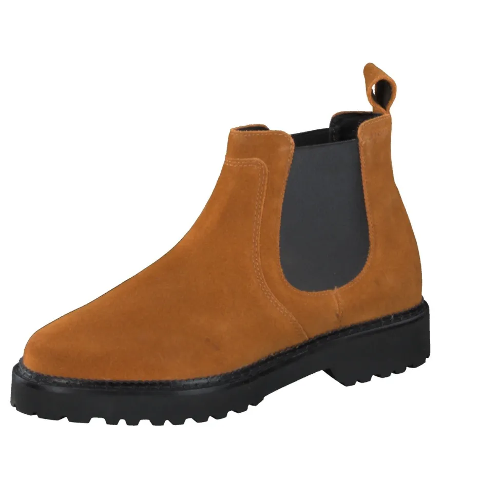 Sioux – Chelsea Boots aus Veloursleder cognacfarben