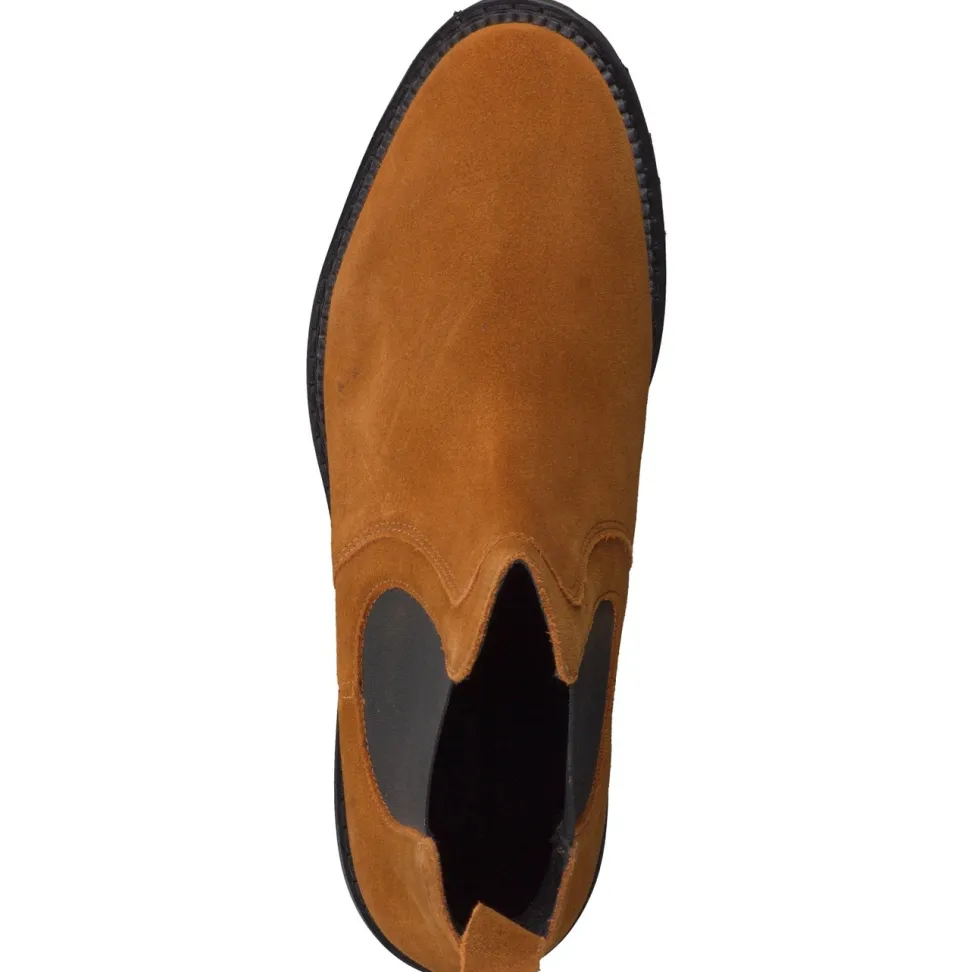 Sioux – Chelsea Boots aus Veloursleder cognacfarben