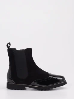 Sioux – Chelsea-Stiefelette aus Veloursleder schwarz