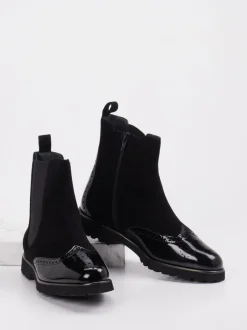 Sioux – Chelsea-Stiefelette aus Veloursleder schwarz