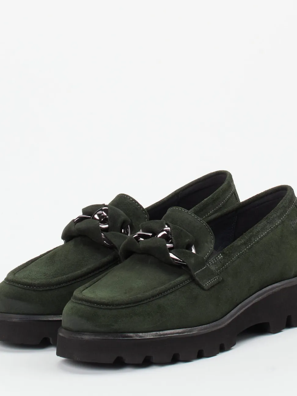 Sioux – Chunky-Slipper aus Veloursleder Tannengrün