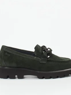 Sioux – Chunky-Slipper aus Veloursleder Tannengrün