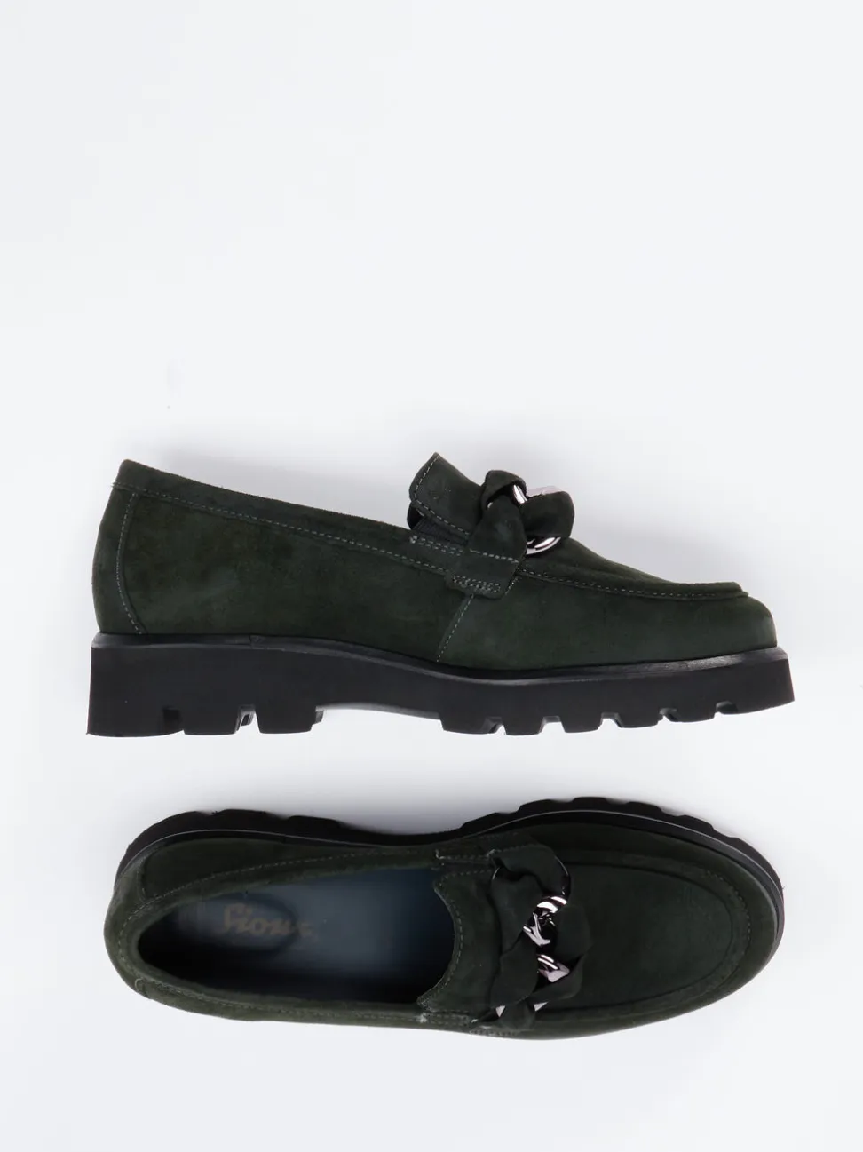 Sioux – Chunky-Slipper aus Veloursleder Tannengrün