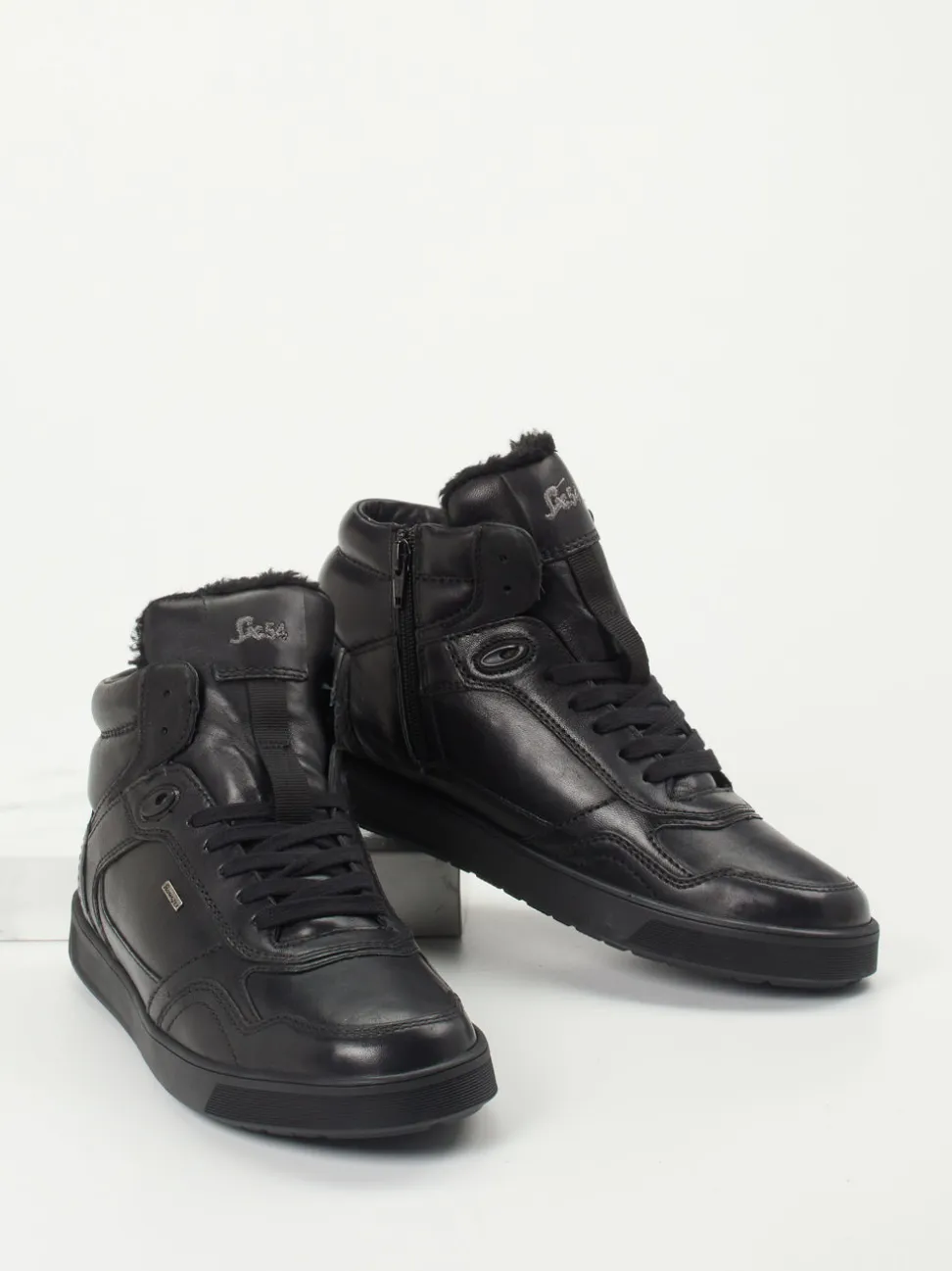 Sioux – High-Top Sneaker aus Glattleder schwarz