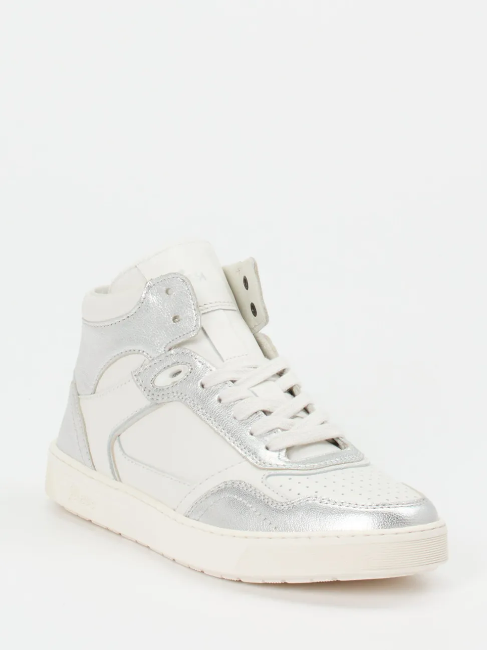 Sioux – High-Top Sneaker aus Metallicleder Offwhite