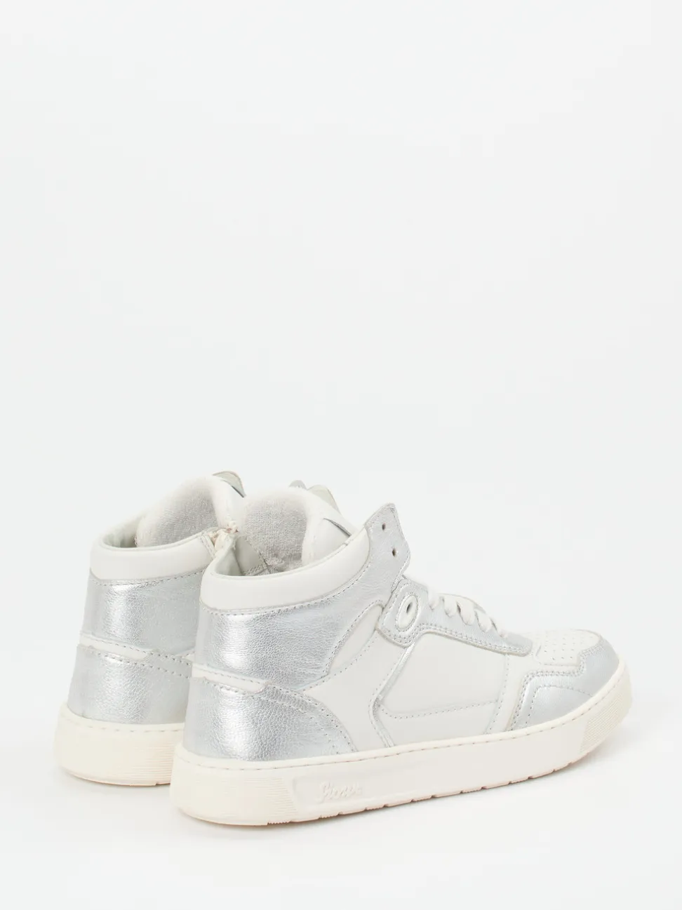 Sioux – High-Top Sneaker aus Metallicleder Offwhite